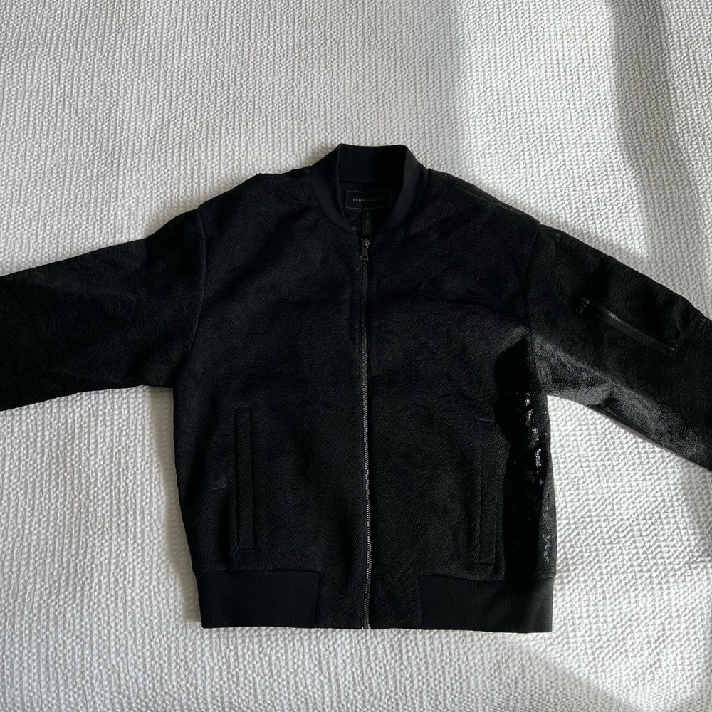 BCBG Maxazria lace bomber jacket